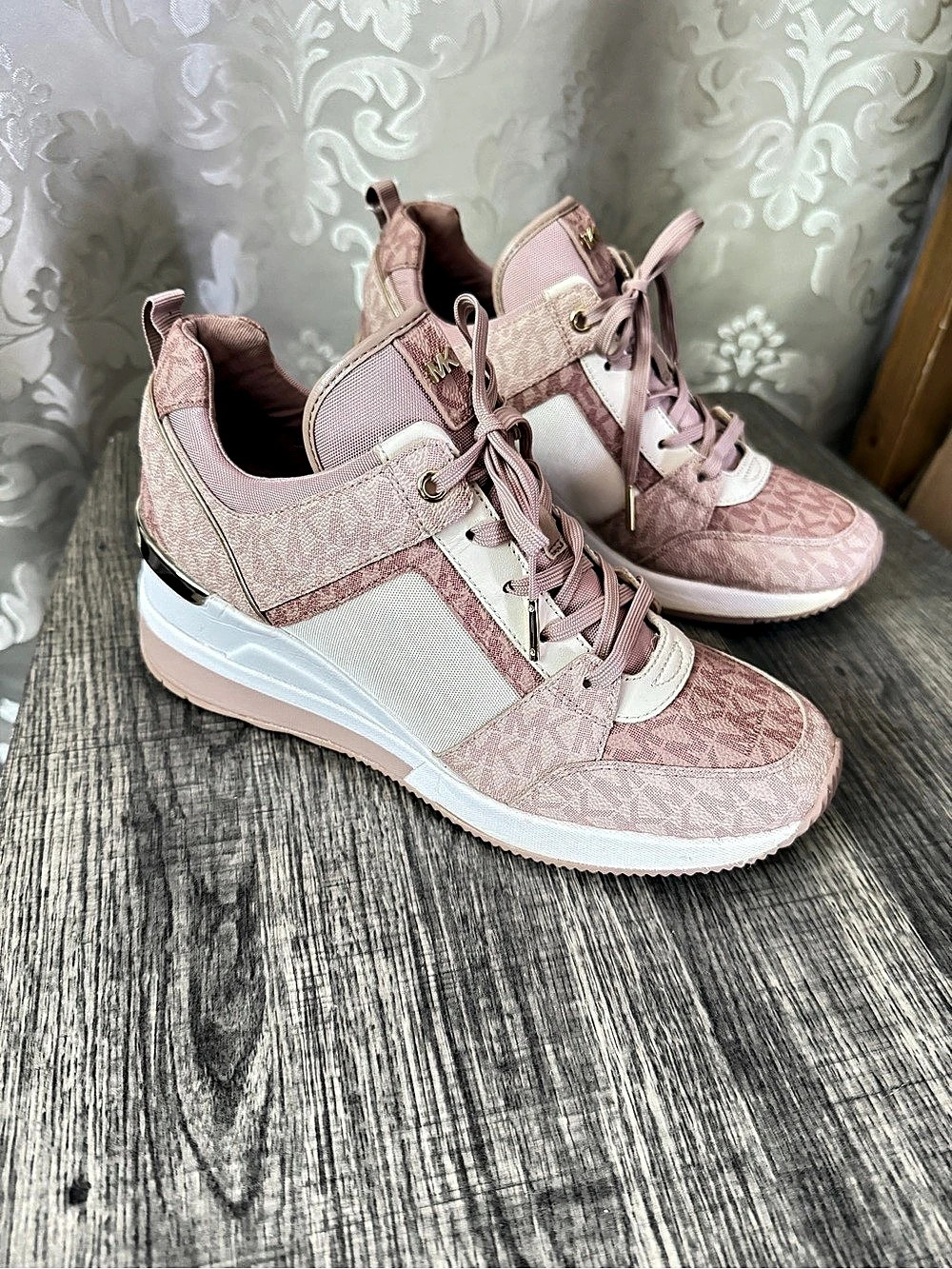 Michael Kors Georgie MK
Signature Logo Wedge Sneakers in Powder Blush size 9.5